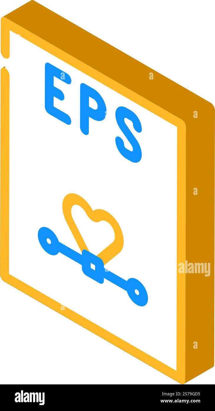 eps-Dateiformat Dokument isometrischer Symbolvektor. Dokument-Signatur im eps-Dateiformat. Isolierte Symboldarstellung. eps-Dateiformat Isometrische Symbolvektorgrafik des Dokuments Stock Vektor