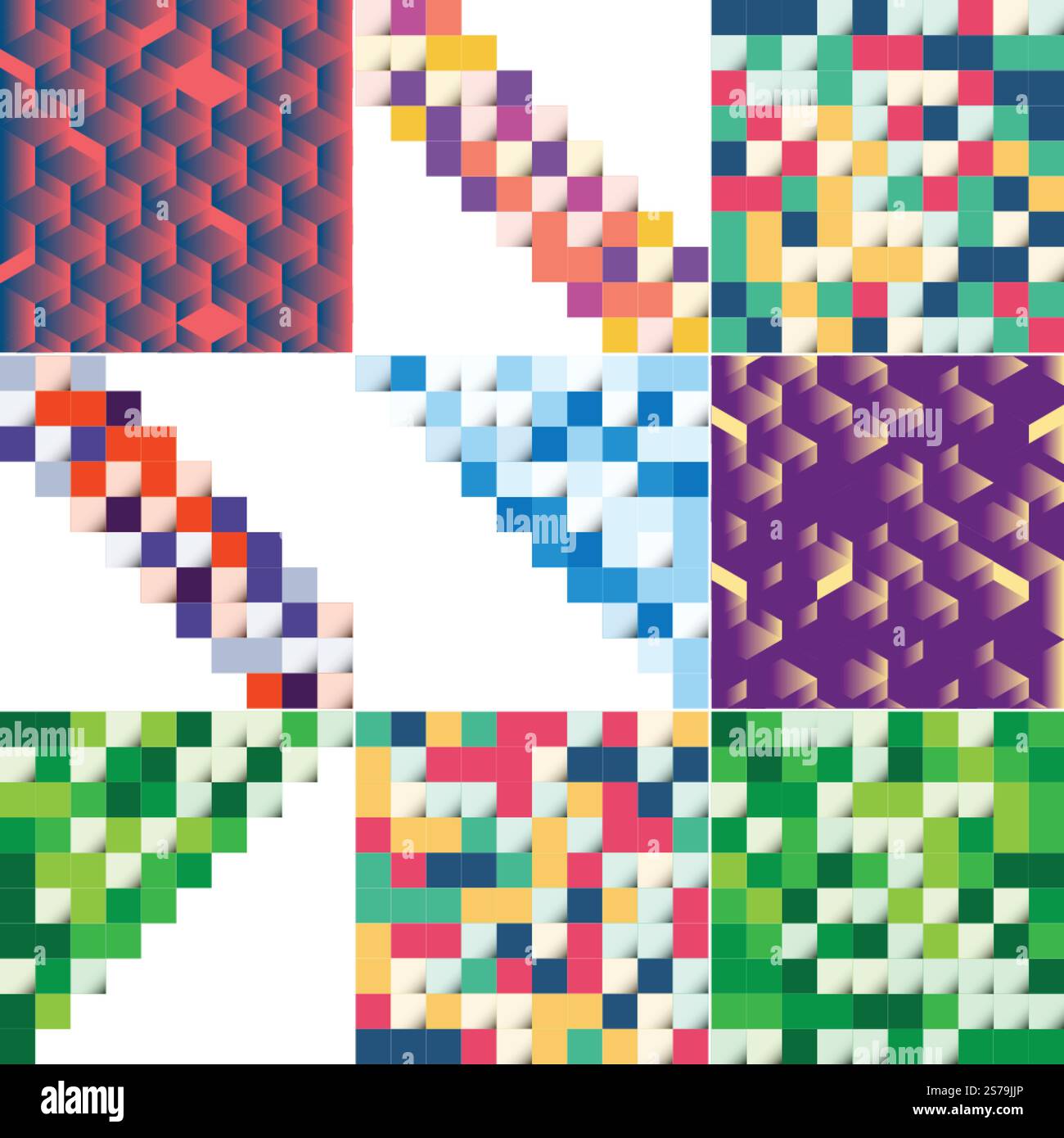 Vektordarstellung abstrakter Quadrate als Hintergrunddesign für Poster. Flyer. Abdeckungen. Broschüren; 9-Pack erhältlich Stock Vektor