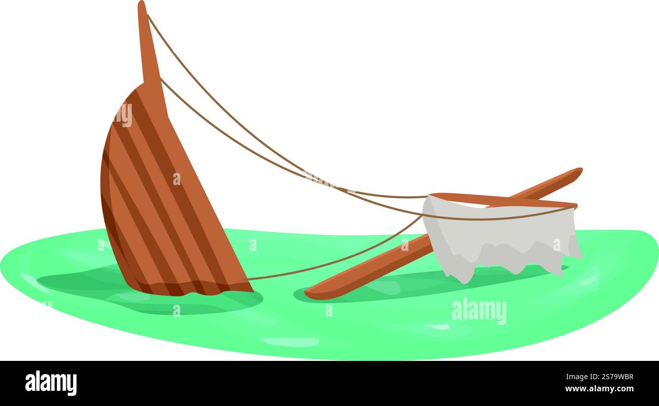 Ship Wrack Icon Cartoon Vektor. Altes Schiffswrack. Kaputtes Boot. Ship Wrack Icon Cartoon Vektor. Altes Schiffswrack Stock Vektor