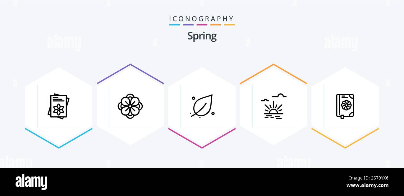 Frühling 25 Reihe Icon Pack mit Blume. Frühling. Ökologie. Licht. Sonne Stock Vektor