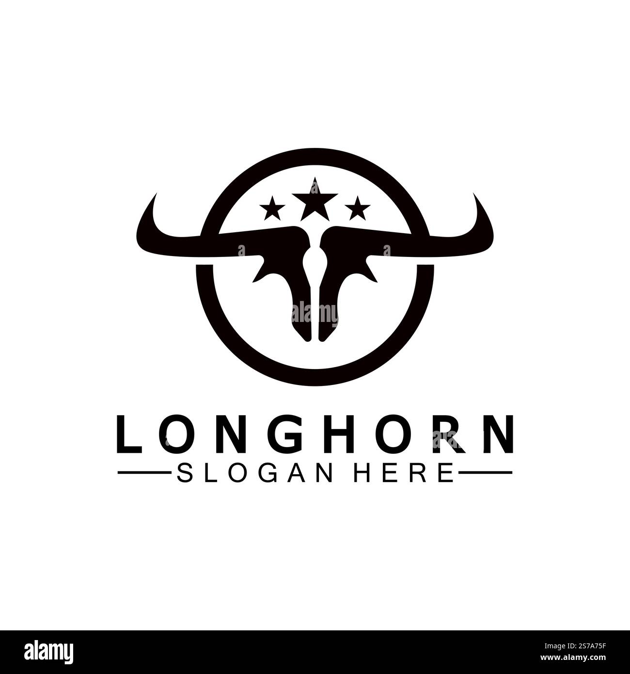Logovorlage mit langem Horn, Vektordesign Stock Vektor