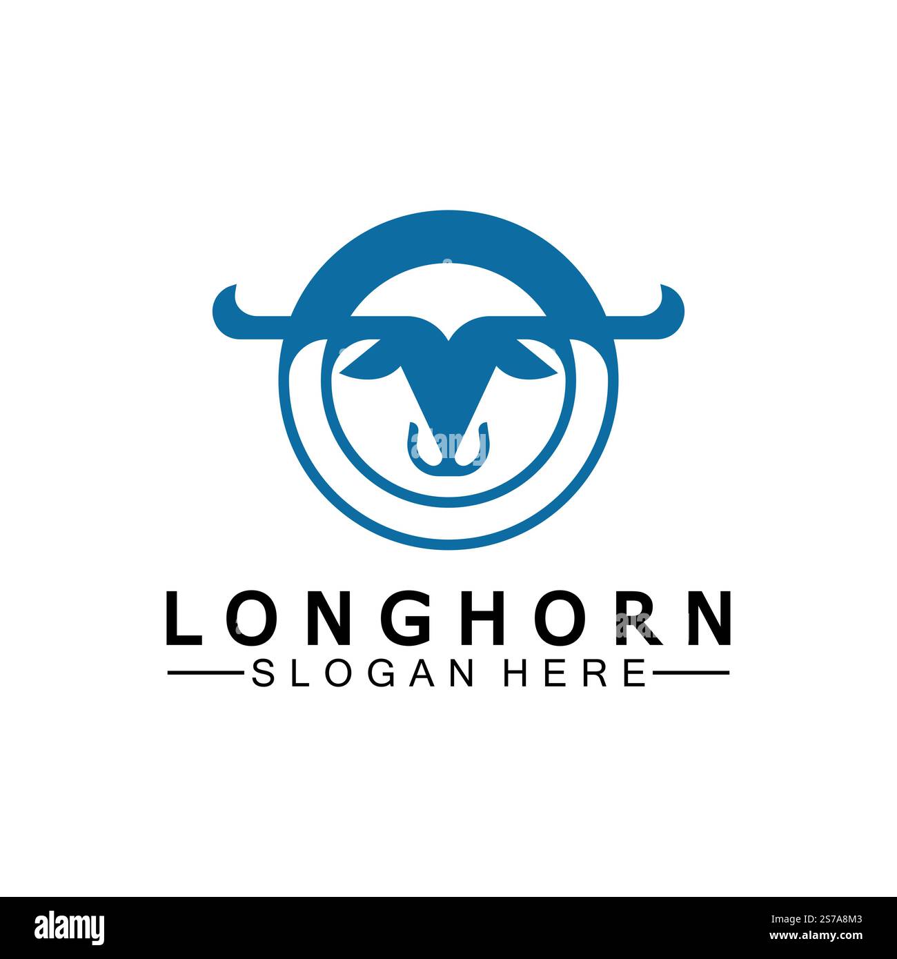 Logovorlage mit langem Horn, Vektordesign Stock Vektor