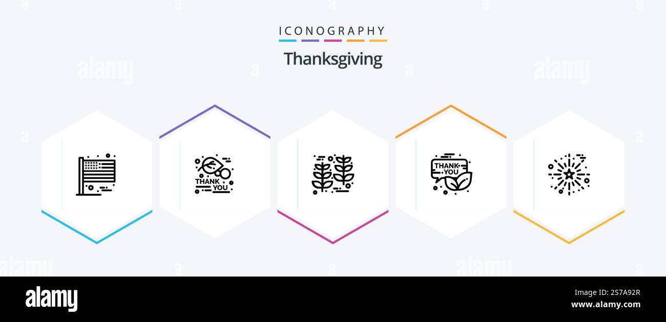 Thanksgiving 25 Line Icon Pack inklusive Celebrate. Beförderung. Körnung. newsletter. E-Mail Stock Vektor