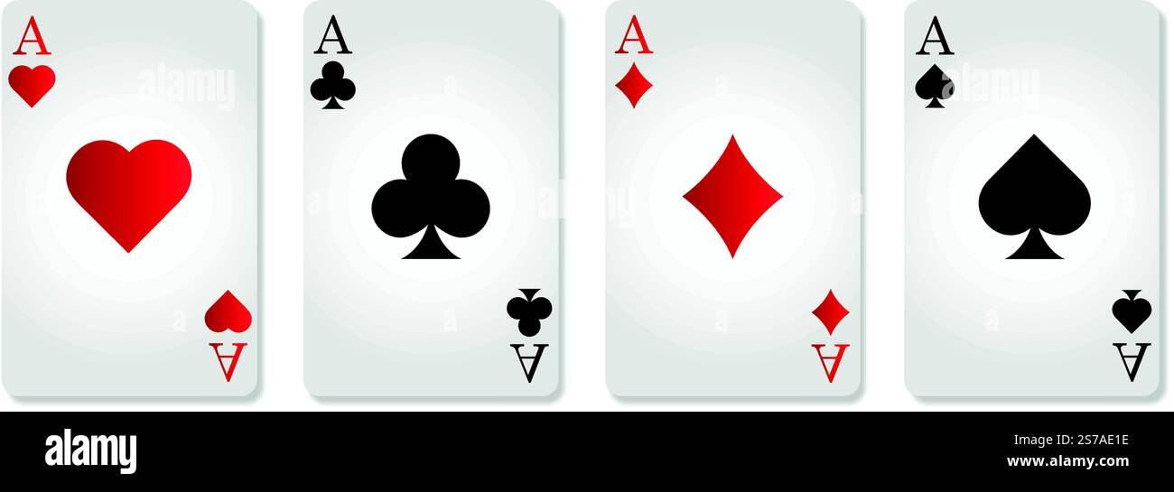 Satz der Vektor-Spielkarte. Die Kolektion von vier Assen. Stock Vektor