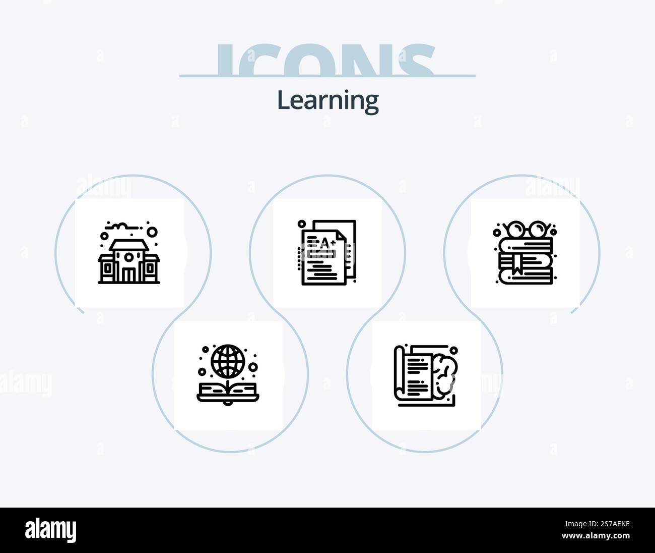 Learning Line Icon Pack 5 Icon Design. Physikalische Formel. Brett. Grad. Formel. Brett Stock Vektor
