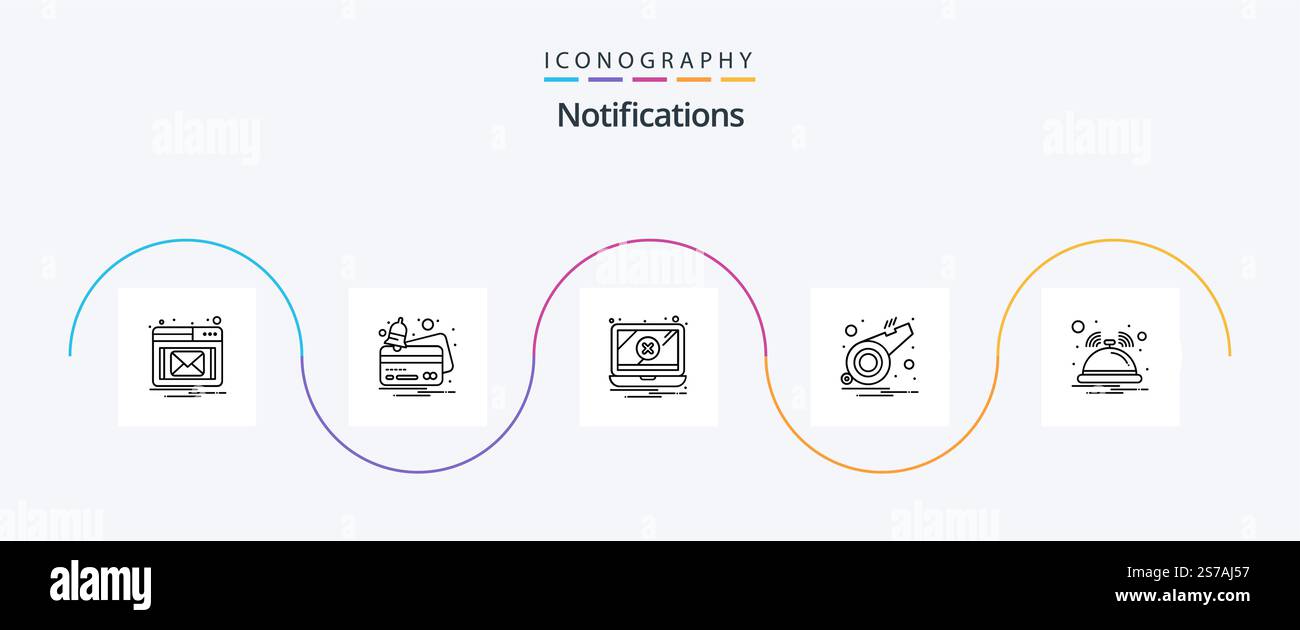 Benachrichtigungen Zeile 5 Symbolpaket mit Benachrichtigung. Glocke. Benachrichtigung. Pfeife. Benachrichtigung Stock Vektor