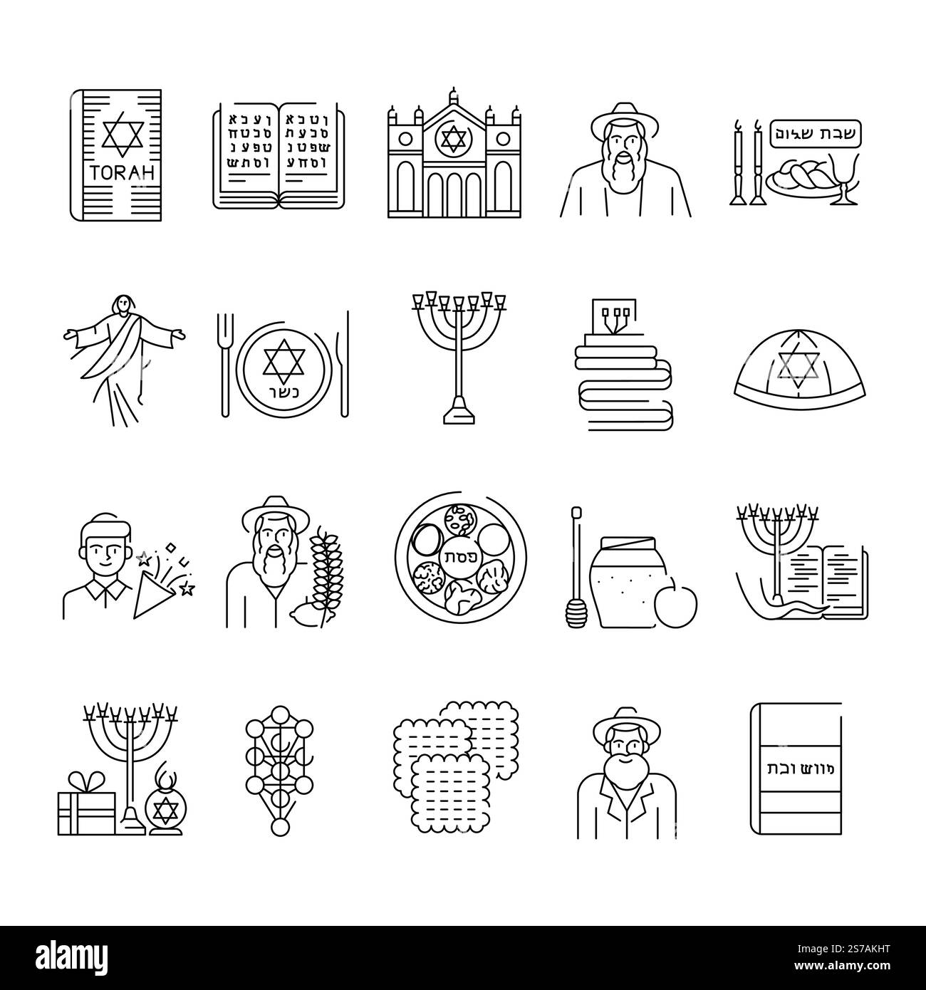 Judaismus Religion Farbsymbol. Signieren Sie für Webseite, mobile App, Schaltfläche, Logo. Schaltfläche Vektorisoliert. Bearbeitbare Kontur. Stock Vektor