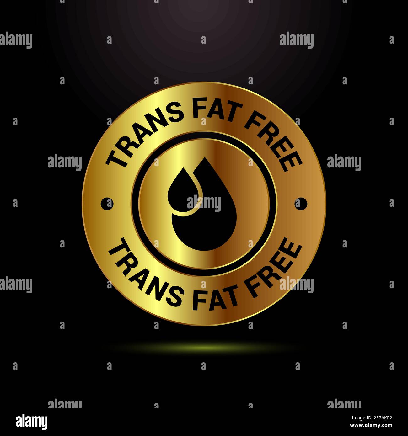 Trans FAT frei Icon Design Illustration, Zero Trans FAT Symbol für gesundes Konzept, Goldfarbe Stock Vektor