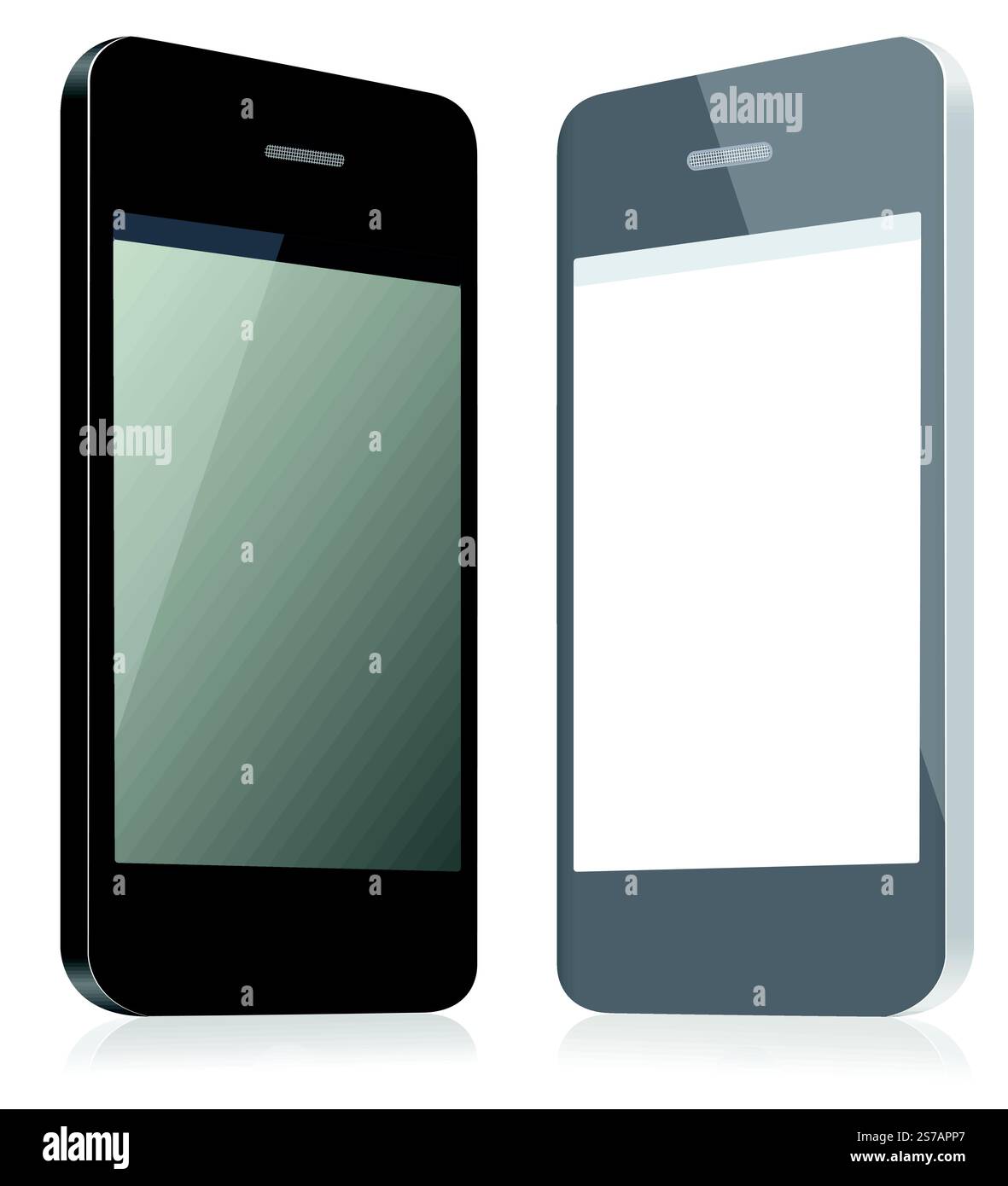 Zwei Modelle Smartphones. Schwarz und grau. Abbildung: Leere Layouts. Vektor Stock Vektor