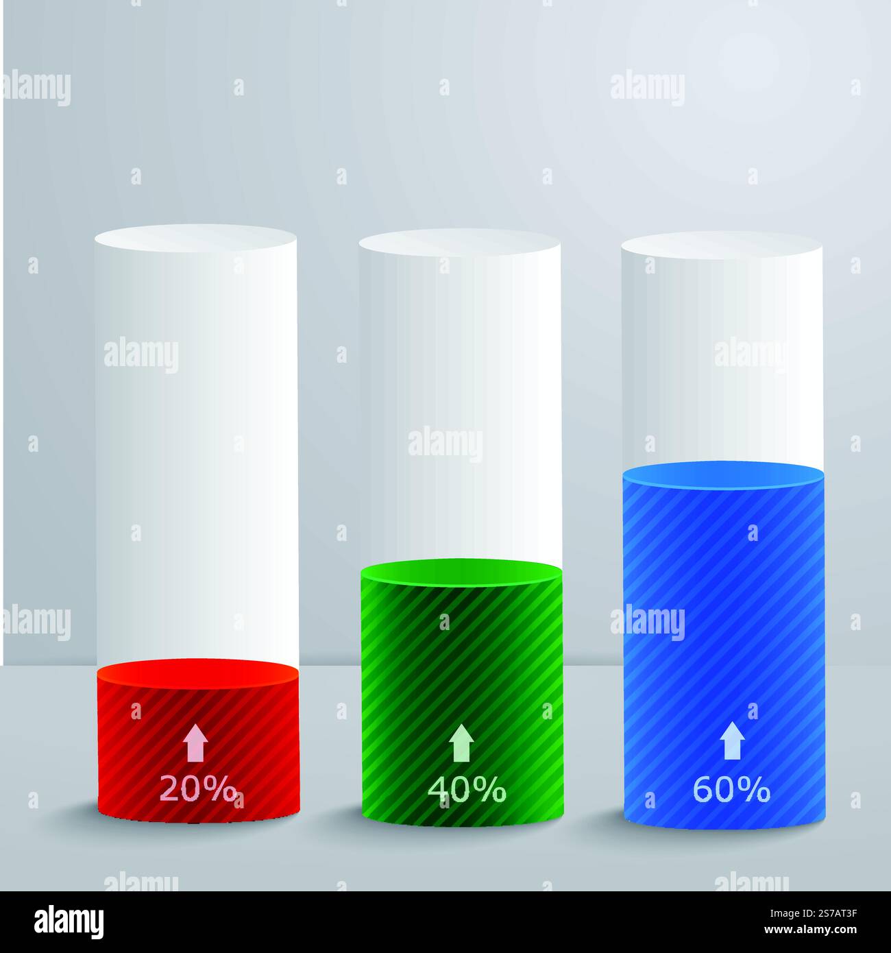 Vorlage mit einer Gruppe von Spalten prozentualer Downloads. Geeignet für Infografiken, Präsentationen, Webdesign, Werbung Stock Vektor