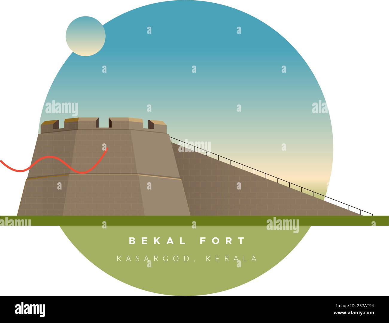 Bekal Fort – erbaut von Shivappa Nayaka aus Keladi in der Nähe von Kasargod, Kerala – Stockbild als EPS 10 File Stock Vektor
