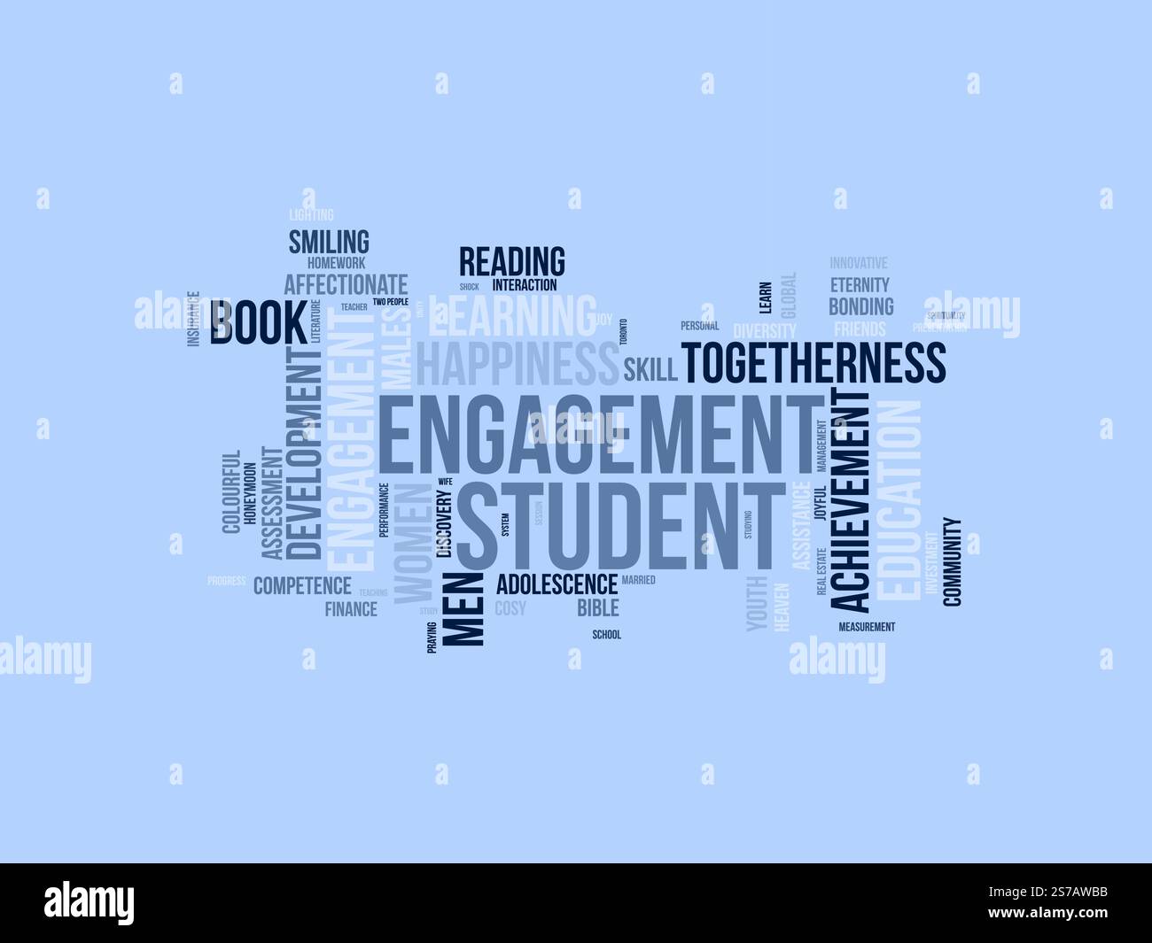 Word Cloud-Vorlage für die Teilnahme an Studierenden. Student Engagement Konzept Vektor tagcloud Hintergrund. Stock Vektor