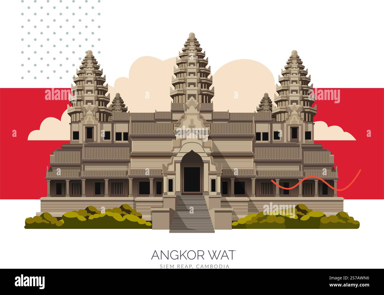 Angkor Wat ein hinduistisch-buddhistischer Tempelkomplex in Kambodscha – Stockbild als EPS 10 Datei Stock Vektor