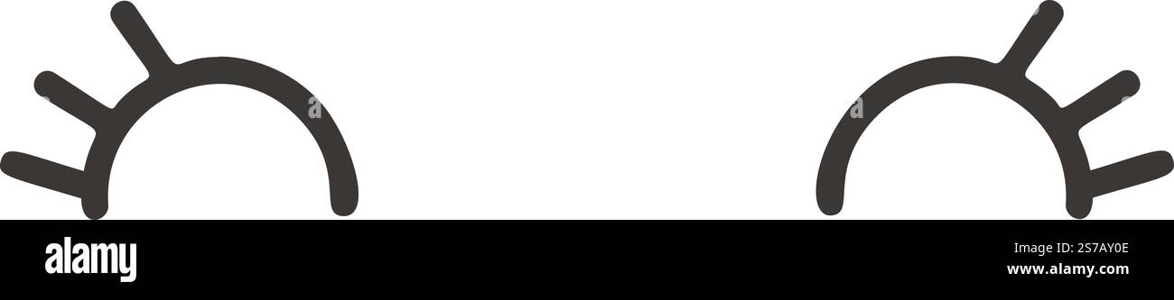 Einfache Vektor-Illustration mit zwei geschlossenen Augen, die mit zarten Wimpern verziert sind, strahlende Gelassenheit und Ruhe, perfekt für Projekte, auf die sich konzentriert Stock Vektor