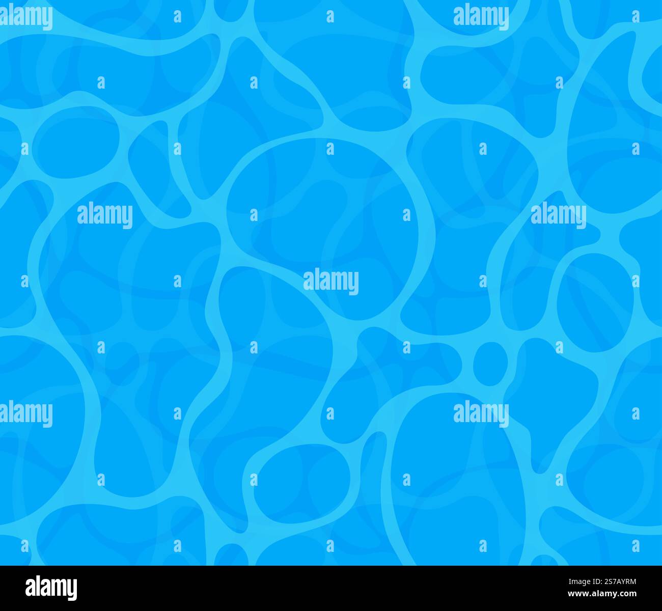 Wasseroberfläche mit Wellenmuster und nahtlosem, strukturiertem Muster von oben. Sonnenlichtreflexion im Wasser, Pool mit Blick von oben, Meer, Meer. Vektor Stock Vektor