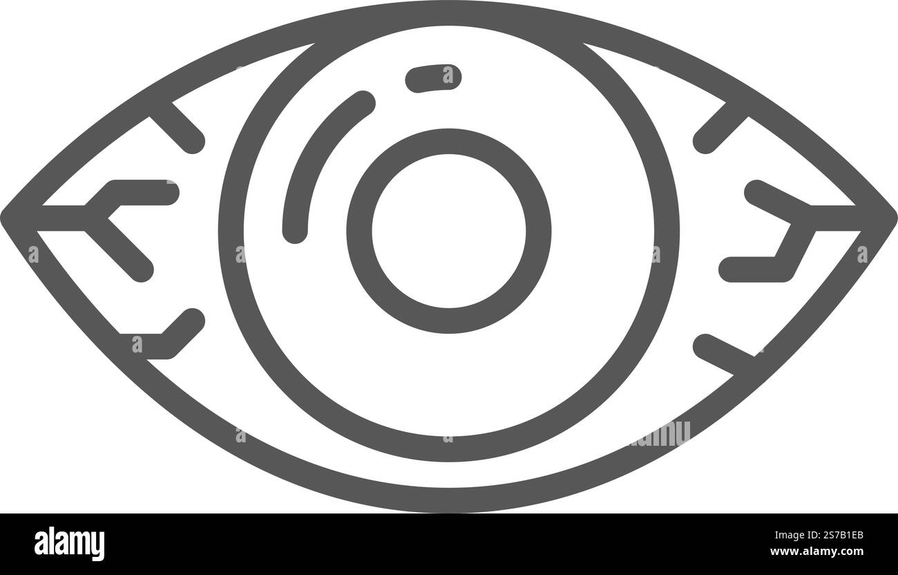 Ein einfaches, aber wirkungsvolles Augensymbol symbolisiert Vision, Beobachtung und Bewusstsein und vermittelt Konzepte von Sehen, Aufmerksamkeit und Wahrnehmung Stock Vektor