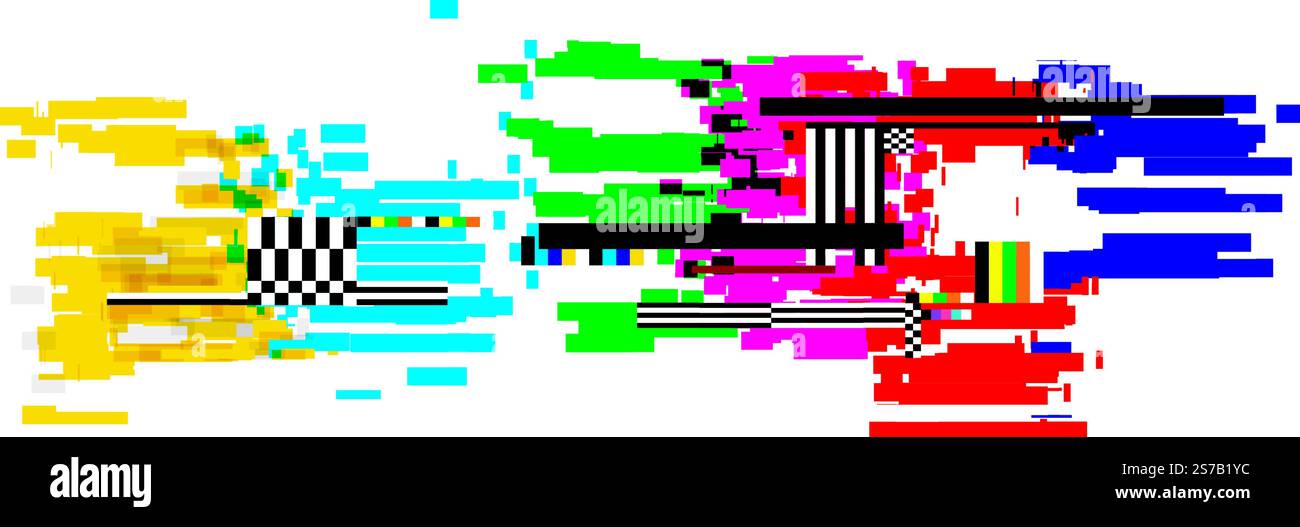 Pixelsortierungseffekt erzeugt eine abstrakte Komposition mit Glitches. Verzerrungen. Und digitale Artefakte. Mit leuchtenden Farben und dynamischen Mustern Stock Vektor