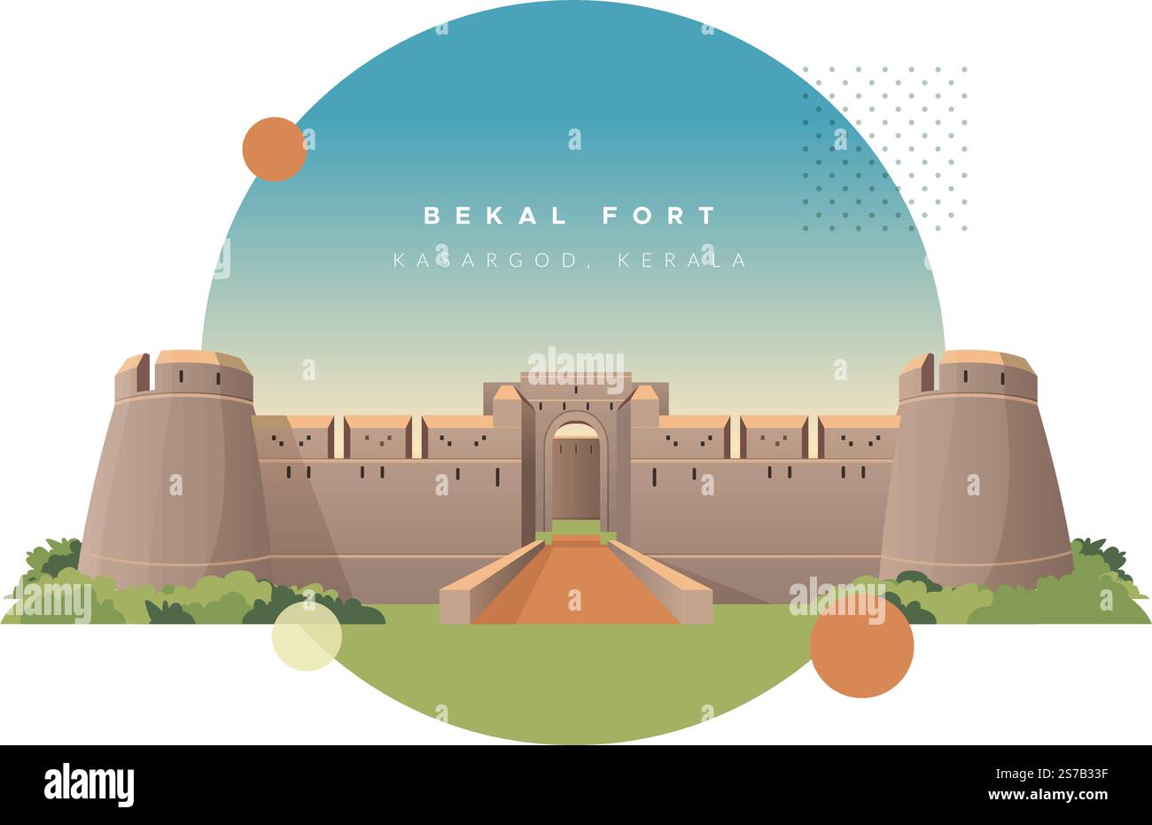 Bekal Fort – erbaut von Shivappa Nayaka aus Keladi in der Nähe von Kasargod, Kerala – Stockbild als EPS 10 File Stock Vektor