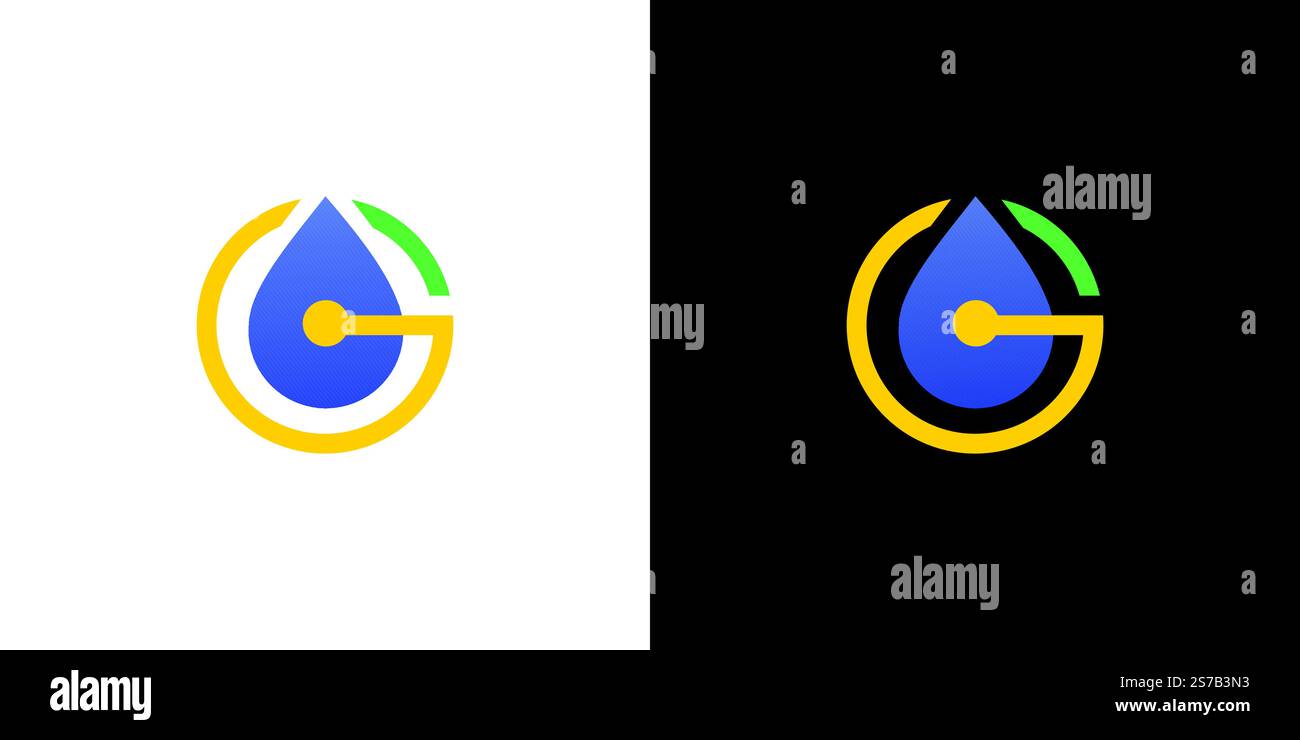 G-Logo mit einzigartigen und modernen Wassertropfen Stock Vektor