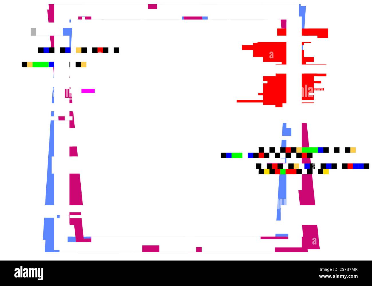 Pixelsortierungseffekt erzeugt ein abstraktes digitales Kunstwerk mit lebhaften Farben und geometrischen Formen, das ein Gefühl von modernem technologischem Fehler hervorruft Stock Vektor
