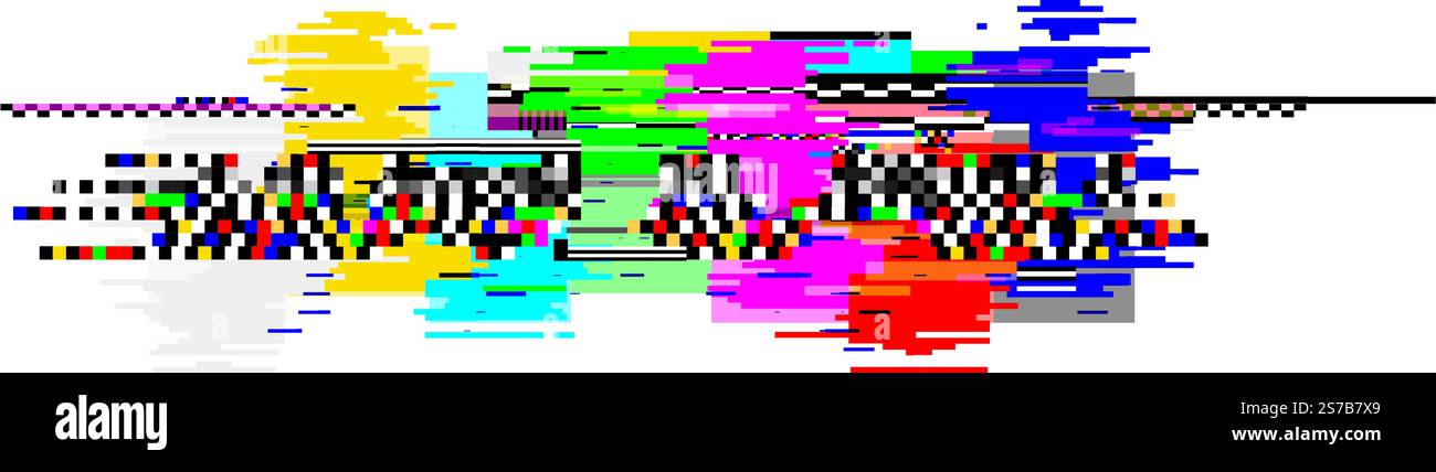 Pixelsortierungseffekt, der einen abstrakten Glitch-Kunsthintergrund mit horizontalen Linien und leuchtenden Farben erzeugt, ideal für digitale Kunstprojekte, Websites oder Stock Vektor