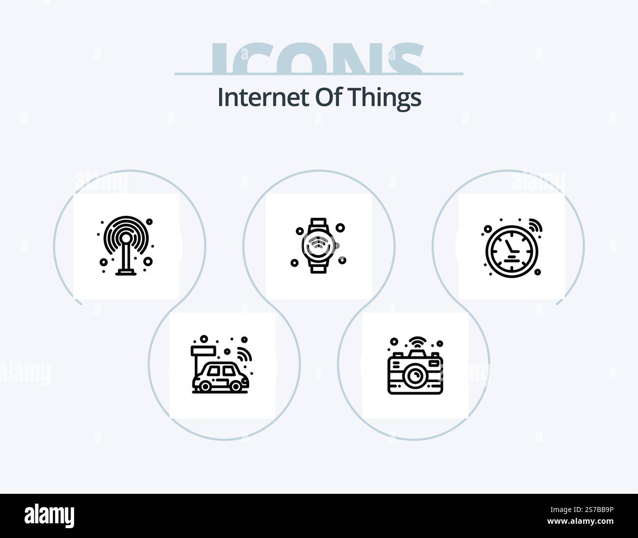 Internet Of Things Line Icon Pack 5 Icon Design. . Smartwatch. Klug. Signal. Bezahlung Stock Vektor