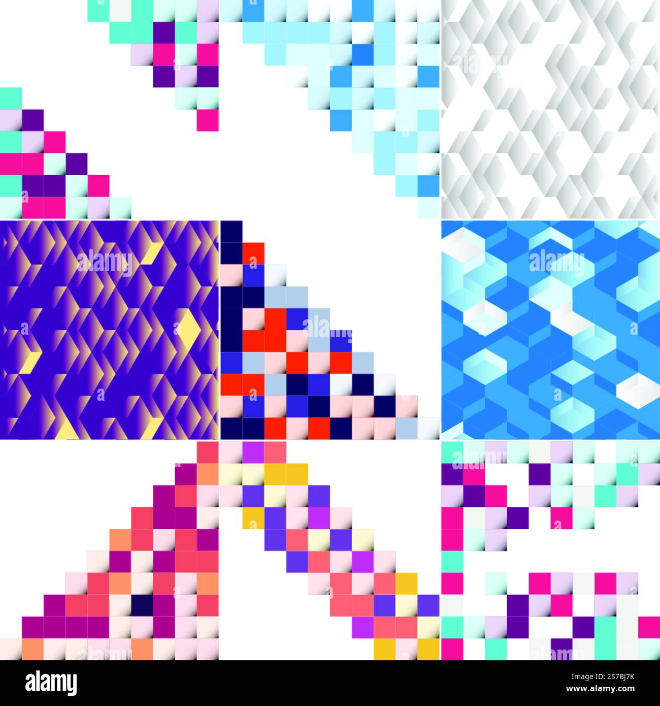 Vektordarstellung abstrakter Quadrate als Hintergrunddesign für Poster. Flyer. Abdeckungen. Broschüren; 9-Pack erhältlich Stock Vektor