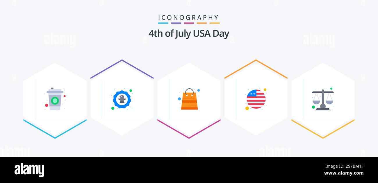 USA 25 Flat Icon Pack inklusive Gesetz. gericht. Tasche. Internationale Flagge. Land Stock Vektor