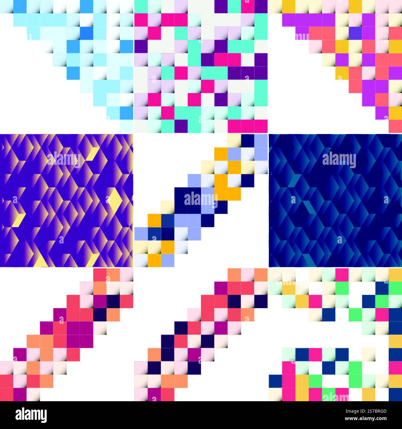 Vektorhintergrund mit einer Illustration einer abstrakten Textur mit Quadraten, die als Musterdesign für Banner geeignet sind. Poster. Flyer. Karten. Postkarten. Abdeckungen. Broschüren; Packung mit 9 Stück erhältlich Stock Vektor