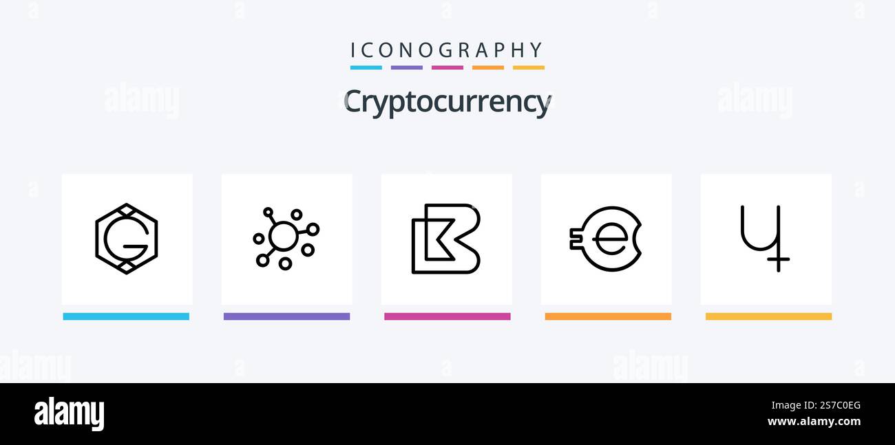 Kryptowährung Line 5 Icon Pack einschließlich Kryptowährung. z-Münze. Glückskette. Krypto-Währung. salusmünze. Kreatives Symboldesign Stock Vektor