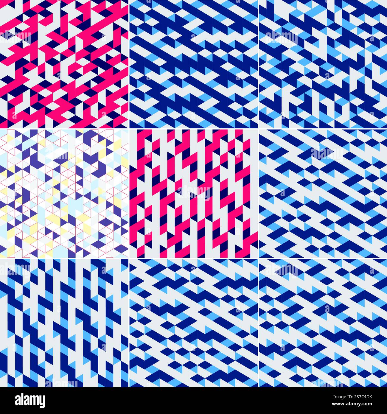 Titelblattabdeckungen mit farbenfrohen isometrischen Formen und Linien, die sich überlappen. Plakate. Poster. Flyer. Und Bannerdesigns; Vektorillustration Stock Vektor