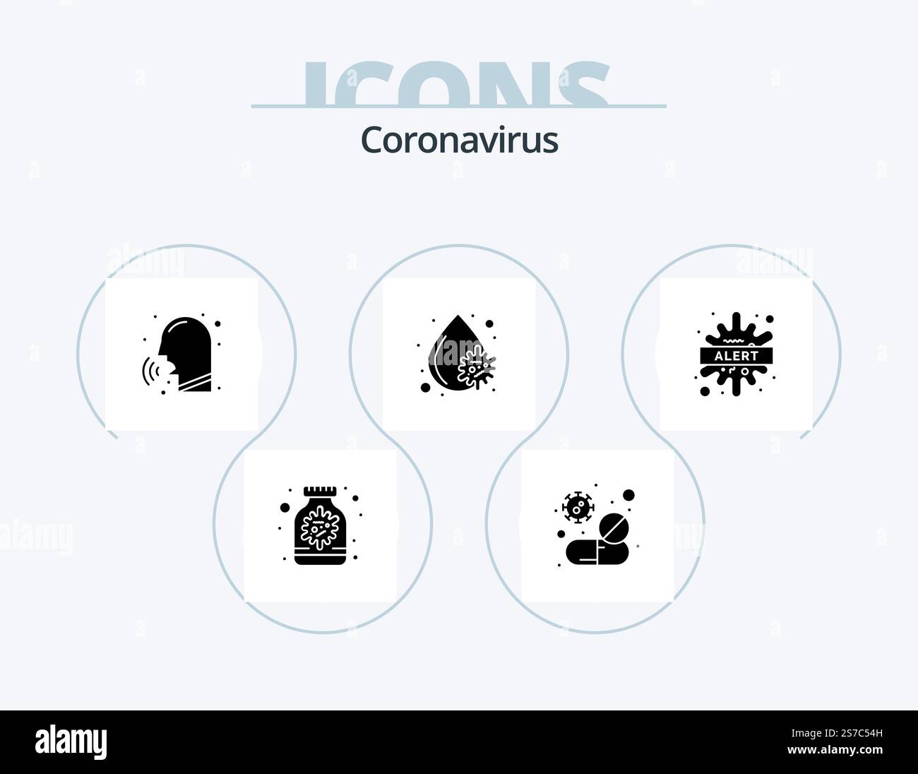 Coronavirus Glyph Icon Pack 5 Icon Design. Thrombozyten. Blutvirus. Virus. Blut. Husten Stock Vektor