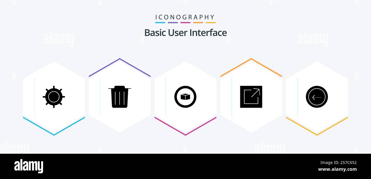 Einfaches 25-Glyph-Symbolpaket mit Schnittstelle. Zurück. würfel. Anwendung. Verknüpfung Stock Vektor
