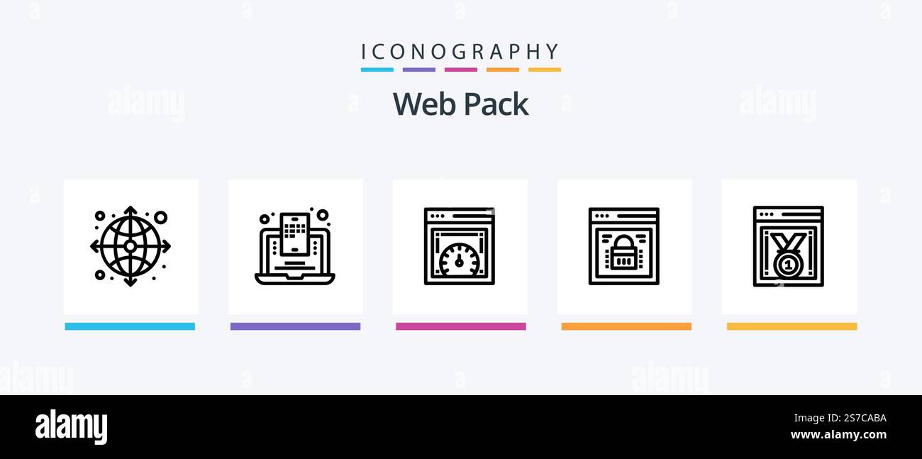 Web Pack Line 5 Symbolpaket einschließlich Computer. Datenserver. Informationssicherheit. Rechenzentrum. Web-Sicherheit. Kreatives Symboldesign Stock Vektor