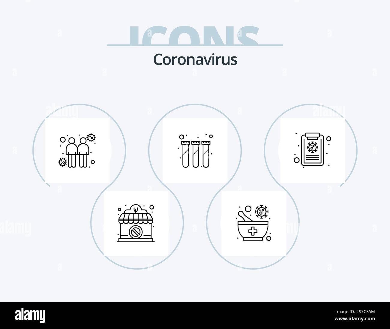 Coronavirus Line Icon Pack 5 Icon Design. Husten. Nase. Restaurant. Krankheiten. Lungen Stock Vektor