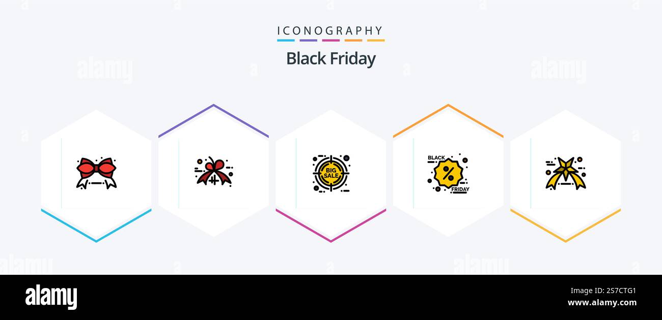 Black Friday 25 FilledLine Icon Pack inklusive STAR. Black friday. Rabatt. Beförderung. Rabatt Stock Vektor
