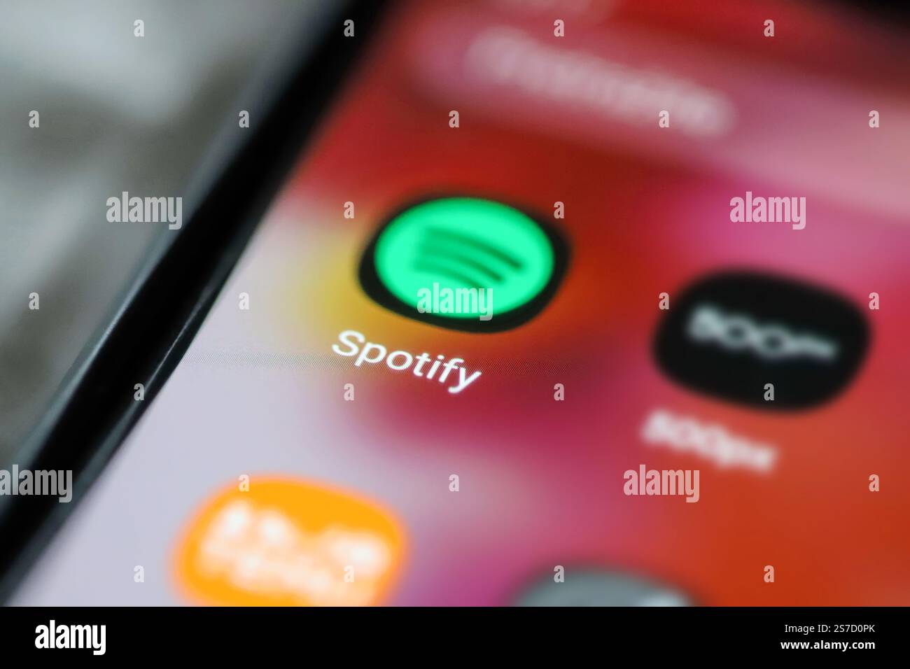 Belgrad, Serbien 19.01.2025 Symbol für die Spotify-Anwendung auf dem Mobiltelefon Stockfoto