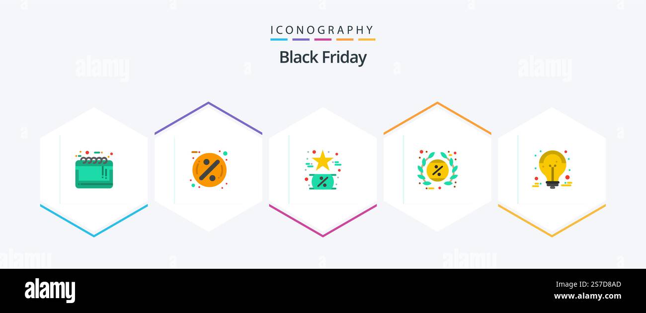 Black Friday 25 Flat Symbolpaket mit Etikett. Black friday. Verkauf. Tag. Wie Stock Vektor