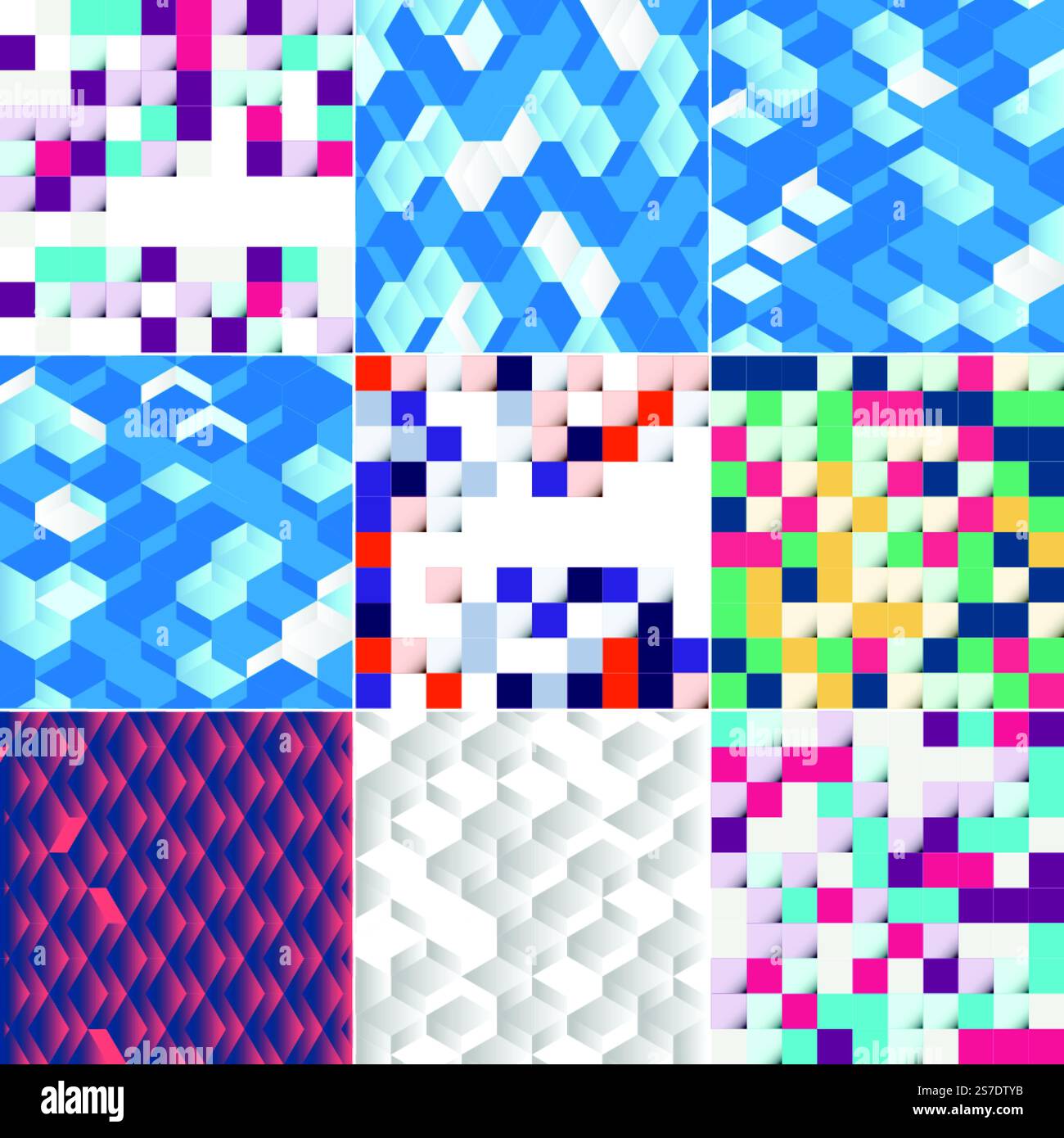 Vektordarstellung abstrakter Quadrate als Hintergrunddesign für Poster. Flyer. Abdeckungen. Broschüren; 9-Pack erhältlich Stock Vektor