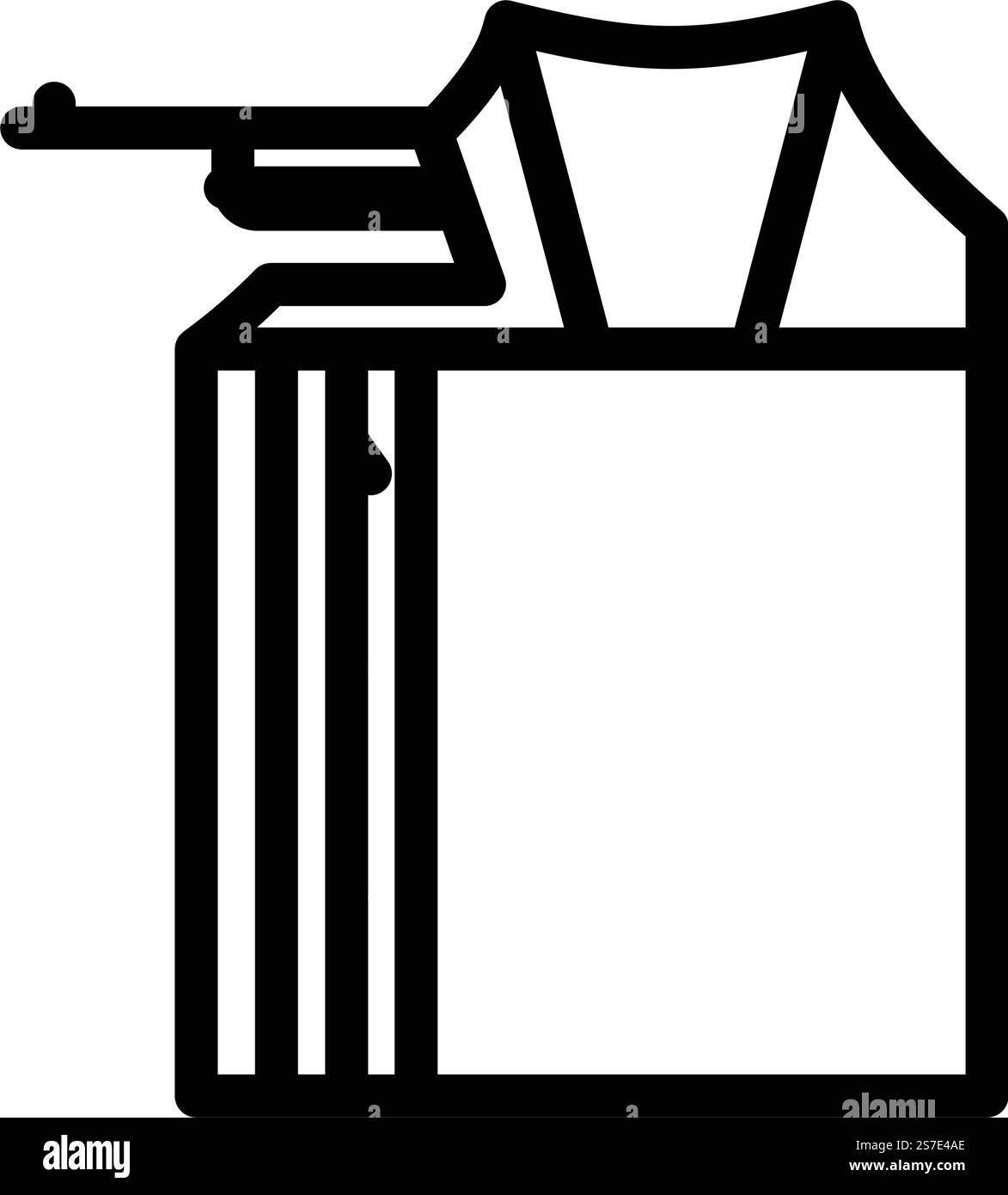 Abenteuer Zelt Urlaub Linie Symbol Vektor. Abenteuer Zelt Urlaub Schild. Schwarze Abbildung des isolierten Kontursymbols. Abenteuer Zelt Urlaub Linie Symbol Vektor Illustration Stock Vektor