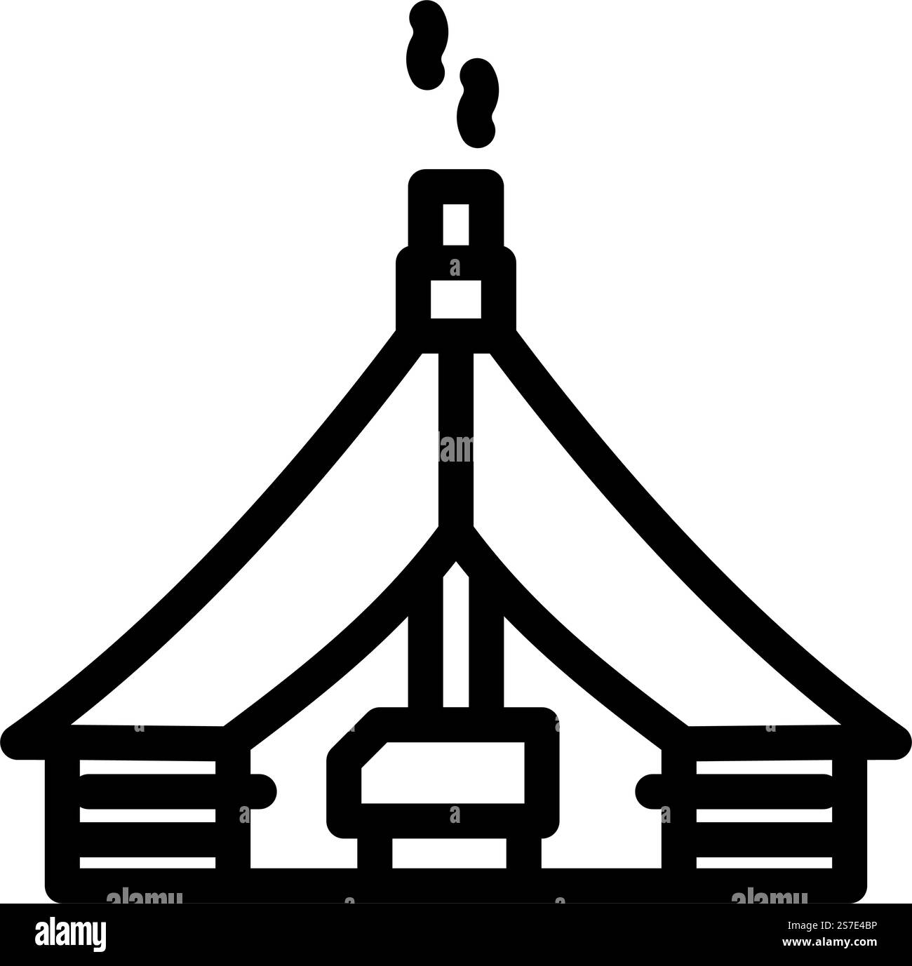 Segeltuch Zelt Urlaub Linie Icon Vektor. Segeltuch Zeltferienschild. Schwarze Abbildung des isolierten Kontursymbols. Leinwand Zelt Urlaub Linie Symbol Vektor Illustration Stock Vektor