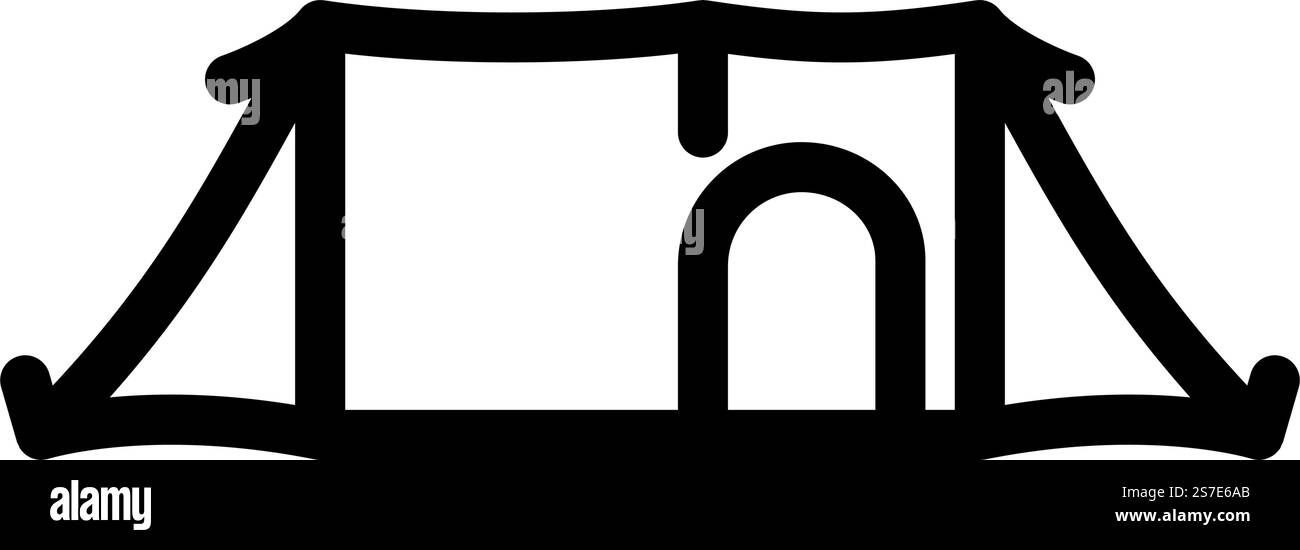Freizeitzelt Urlaub Linie Symbol Vektor. Freizeitzelt Urlaubsschild. Schwarze Abbildung des isolierten Kontursymbols. Freizeit Zelt Urlaub Linie Symbol Illustration Stock Vektor