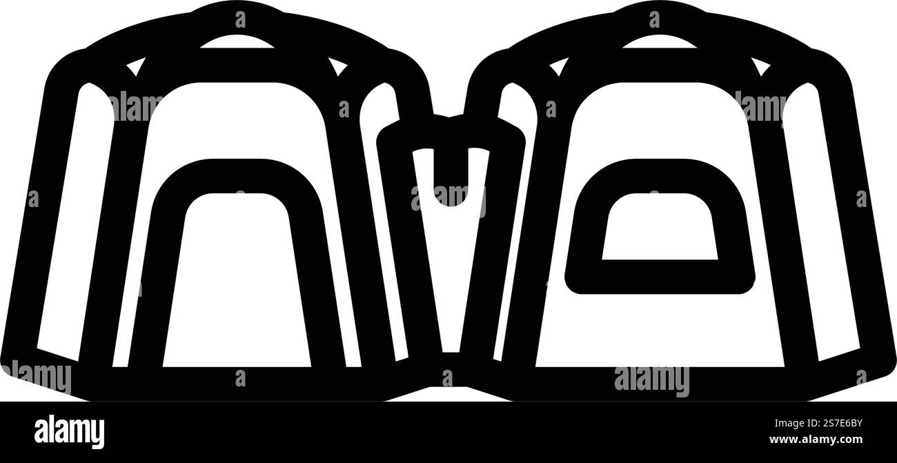 Reise Zelt Urlaub Linie Symbol Vektor. Reisezelt Urlaubsschild. Schwarze Abbildung des isolierten Kontursymbols. Reise Zelt Urlaub Linie Symbol Vektor Illustration Stock Vektor