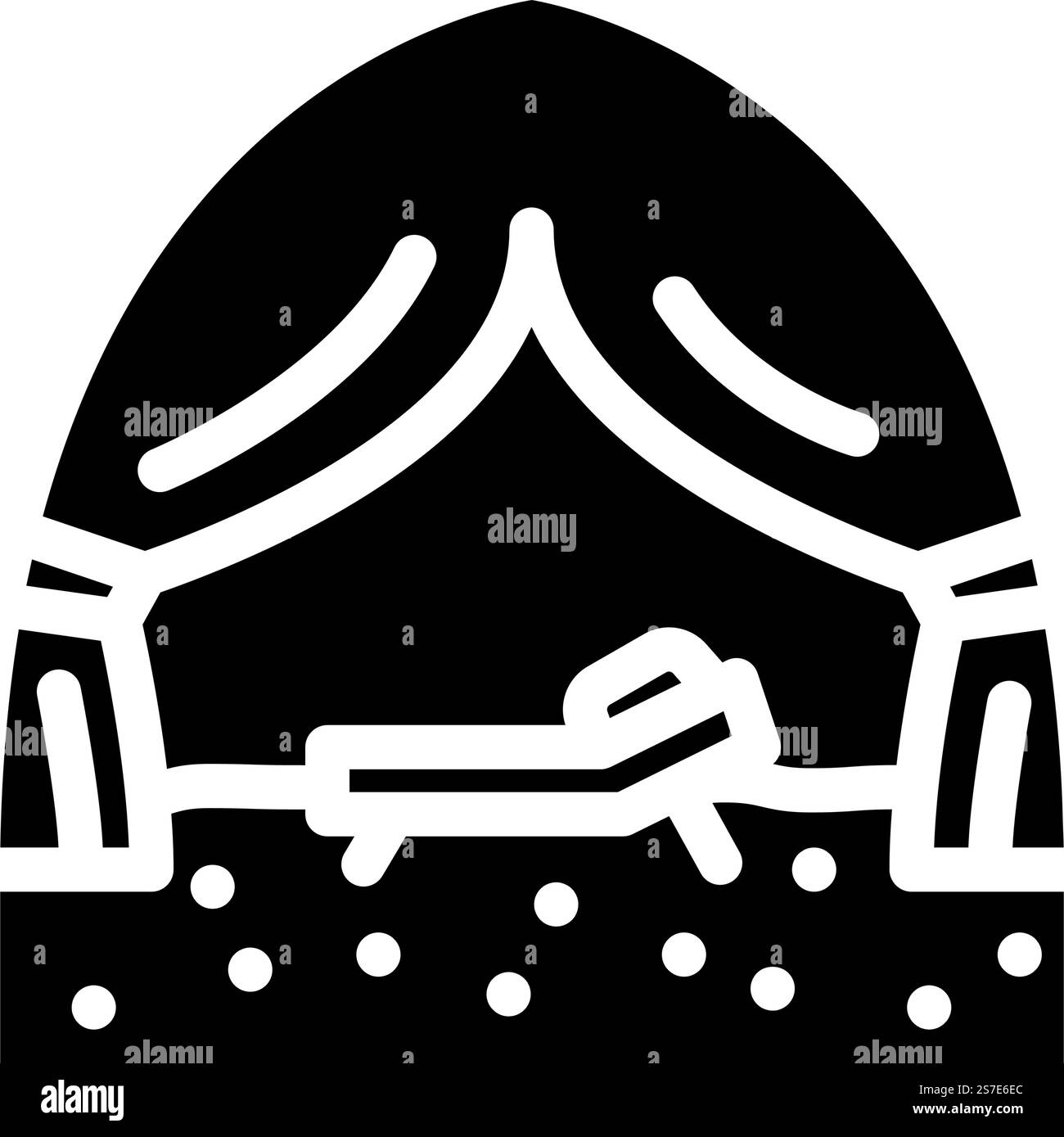 Erholungszelt Urlaub Glyphe Icon Vektor. Erholungszelt Urlaubsschild. Isolierte Symboldarstellung. Erholungszelt Urlaub Glyphe Icon Vektor Illustration Stock Vektor
