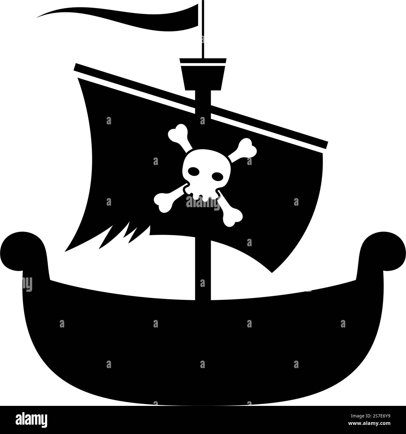 Piratenschiff Logo-Symbol Vektor flache Design-Vorlage Stock Vektor