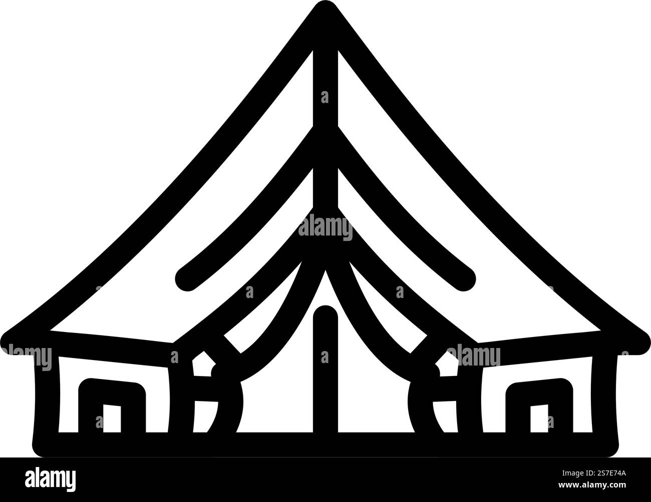 Urlaub Zelt Linie Symbol Vektor. Schild für Ferienzelt. Schwarze Abbildung des isolierten Kontursymbols. Urlaub Zelt Linie Symbol Vektor Illustration Stock Vektor