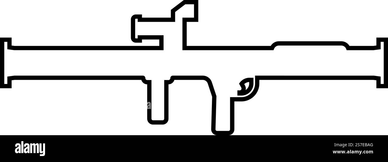 Speichern Sie Granatwerfer Bazooka Gun Raketensystem Kontur Umrisslinie Symbol schwarze Farbe Vektor Illustration Bild dünn flach Stil einfach. Speichern Sie Granatwerfer Bazooka Gun Raketensystem Kontur Umrisslinie Symbol schwarze Farbe Vektor Illustration Bild dünn flach Stil Stock Vektor
