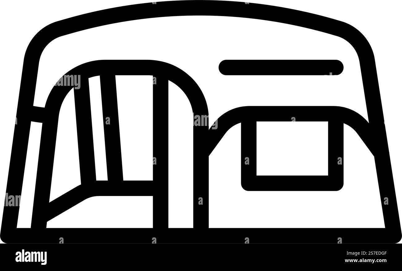 Shelter Zelt Urlaub Linie Symbol Vektor. Schutzzelt Urlaubsschild. Schwarze Abbildung des isolierten Kontursymbols. Schutzzelt Urlaub Linie Symbol Vektor Illustration Stock Vektor