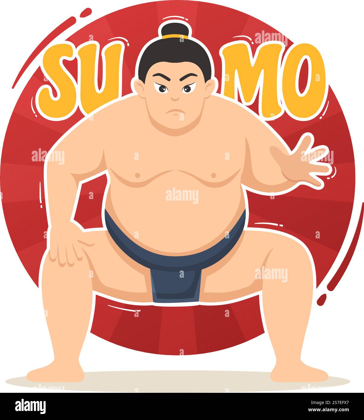 Sumo Wrestler Illustration mit Kampfsport gegen traditionelle japanische Kampfkunst und sportliche Aktivitäten in flachen, handgezeichneten Landing-Page-Vorlagen für Cartoons Stock Vektor