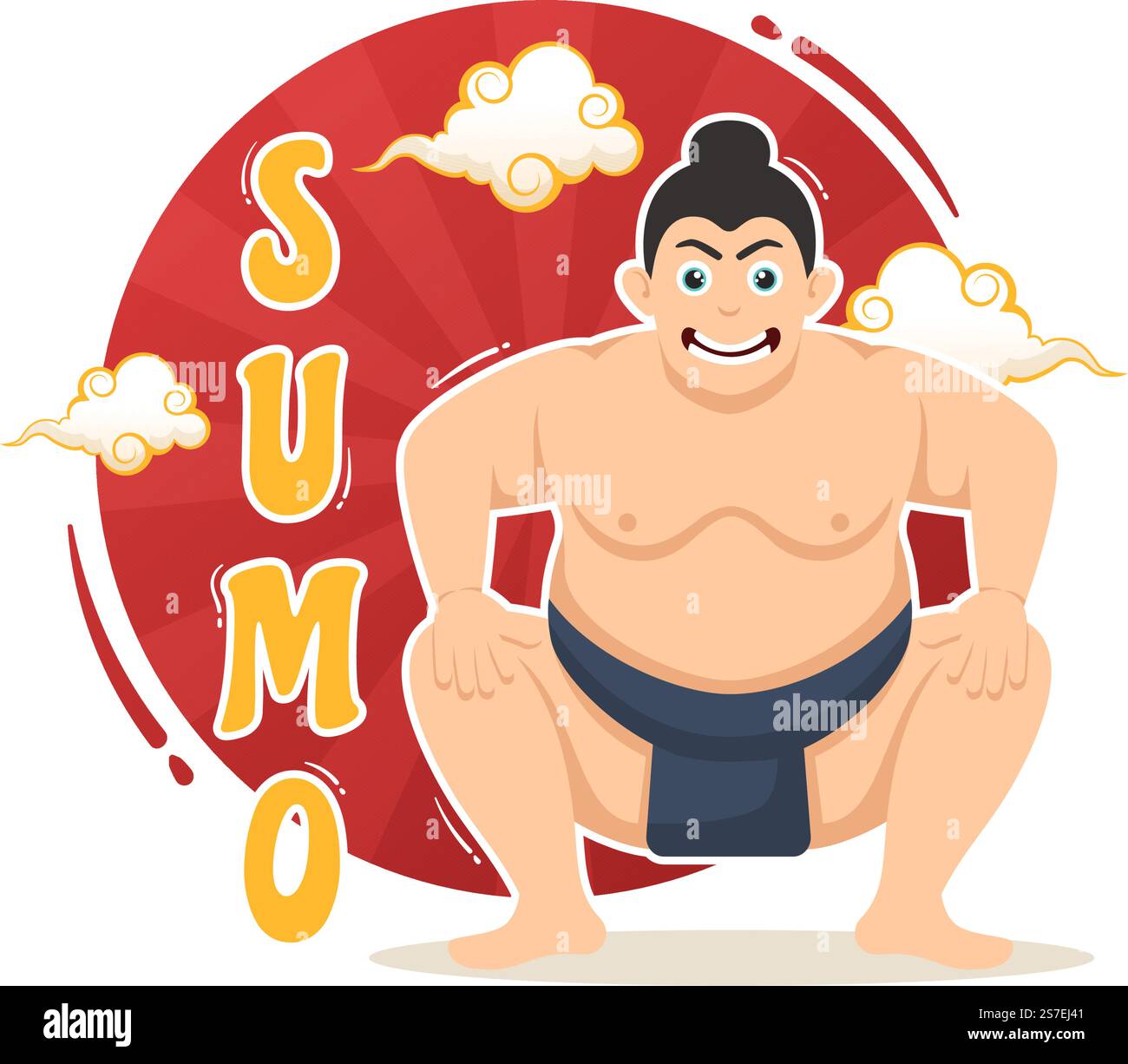 Sumo Wrestler Illustration mit Kampfsport gegen traditionelle japanische Kampfkunst und sportliche Aktivitäten in flachen, handgezeichneten Landing-Page-Vorlagen für Cartoons Stock Vektor